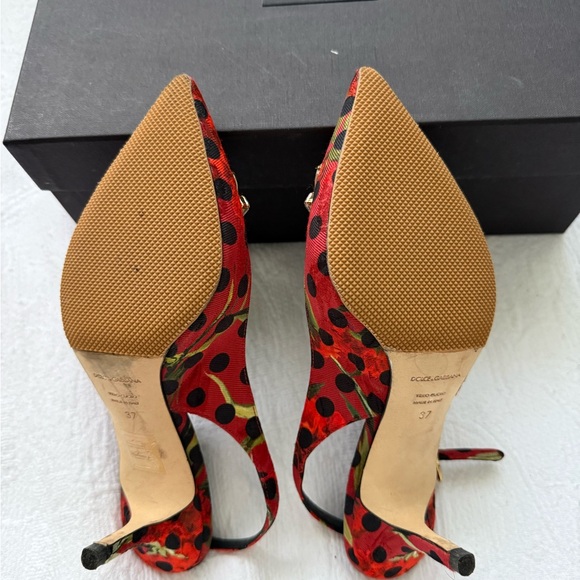 Dolce & Gabbana Red Polka Dot Embellished Heels size 37 - Picture 10 of 11